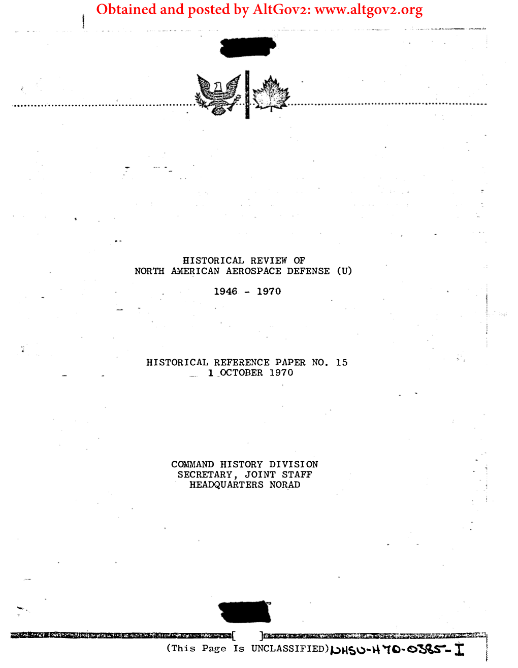 Historical Review of North American Aerospace Defense 1946
