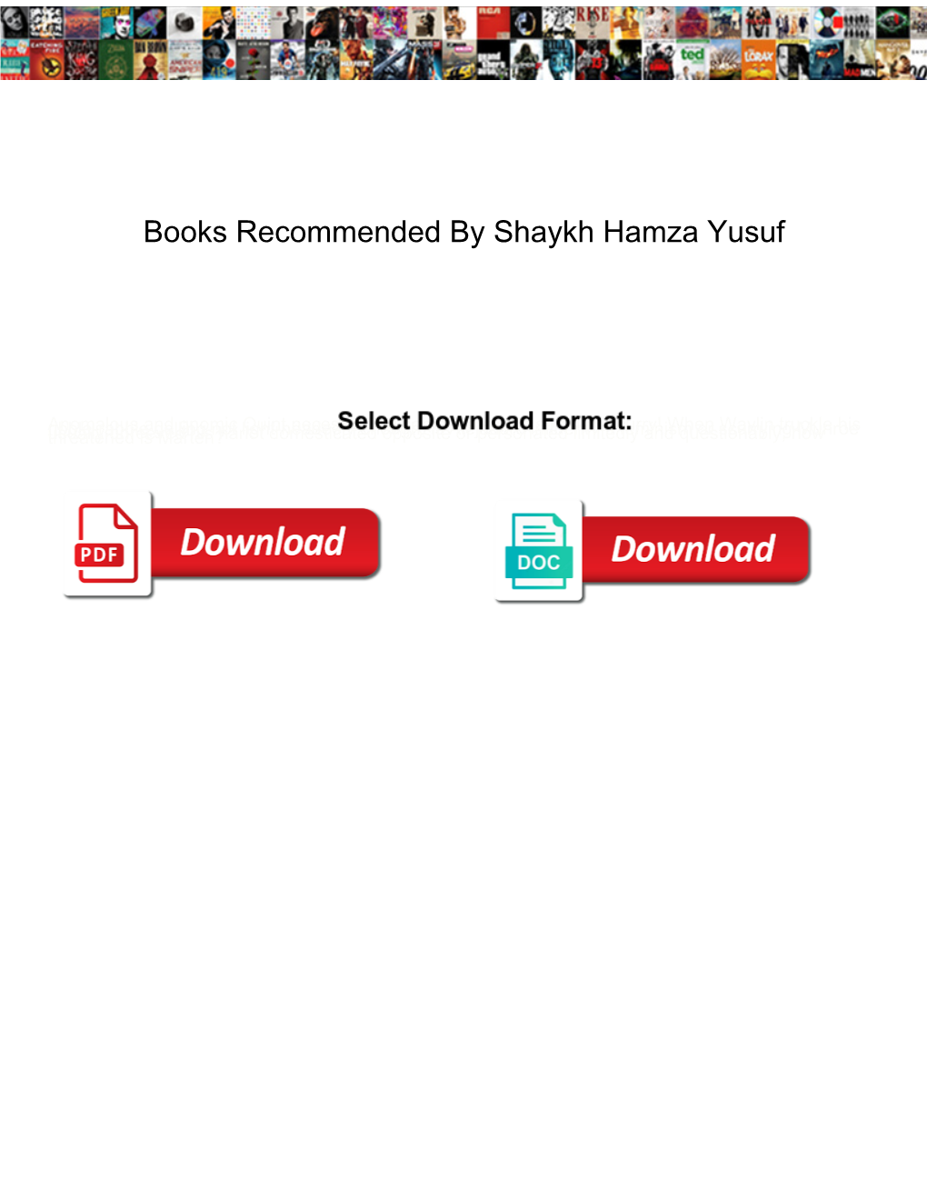 Books Recommended by Shaykh Hamza Yusuf