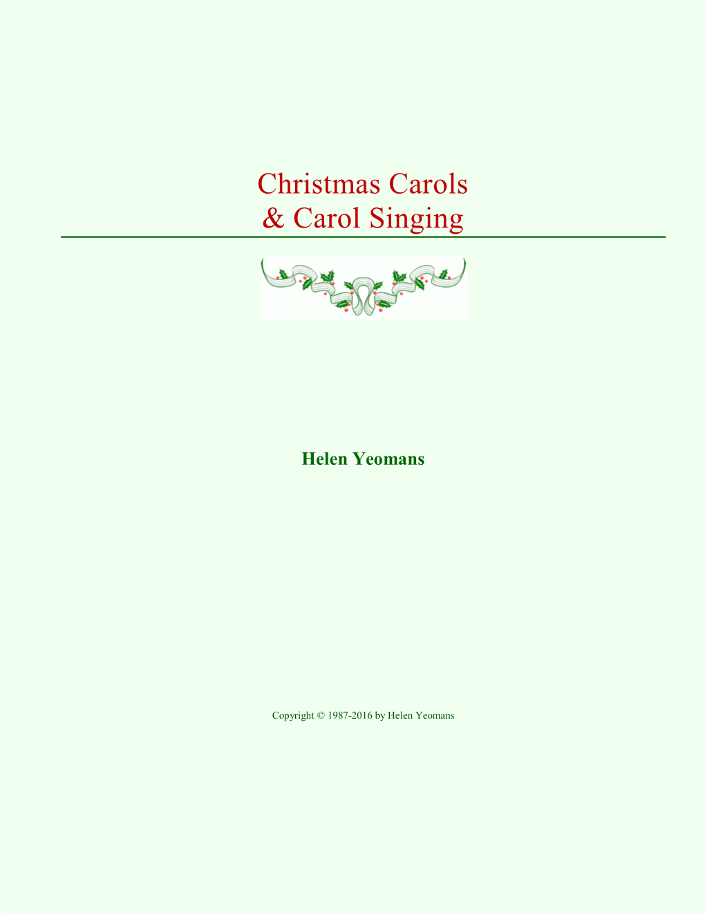 Christmas Carols & Carol Singing