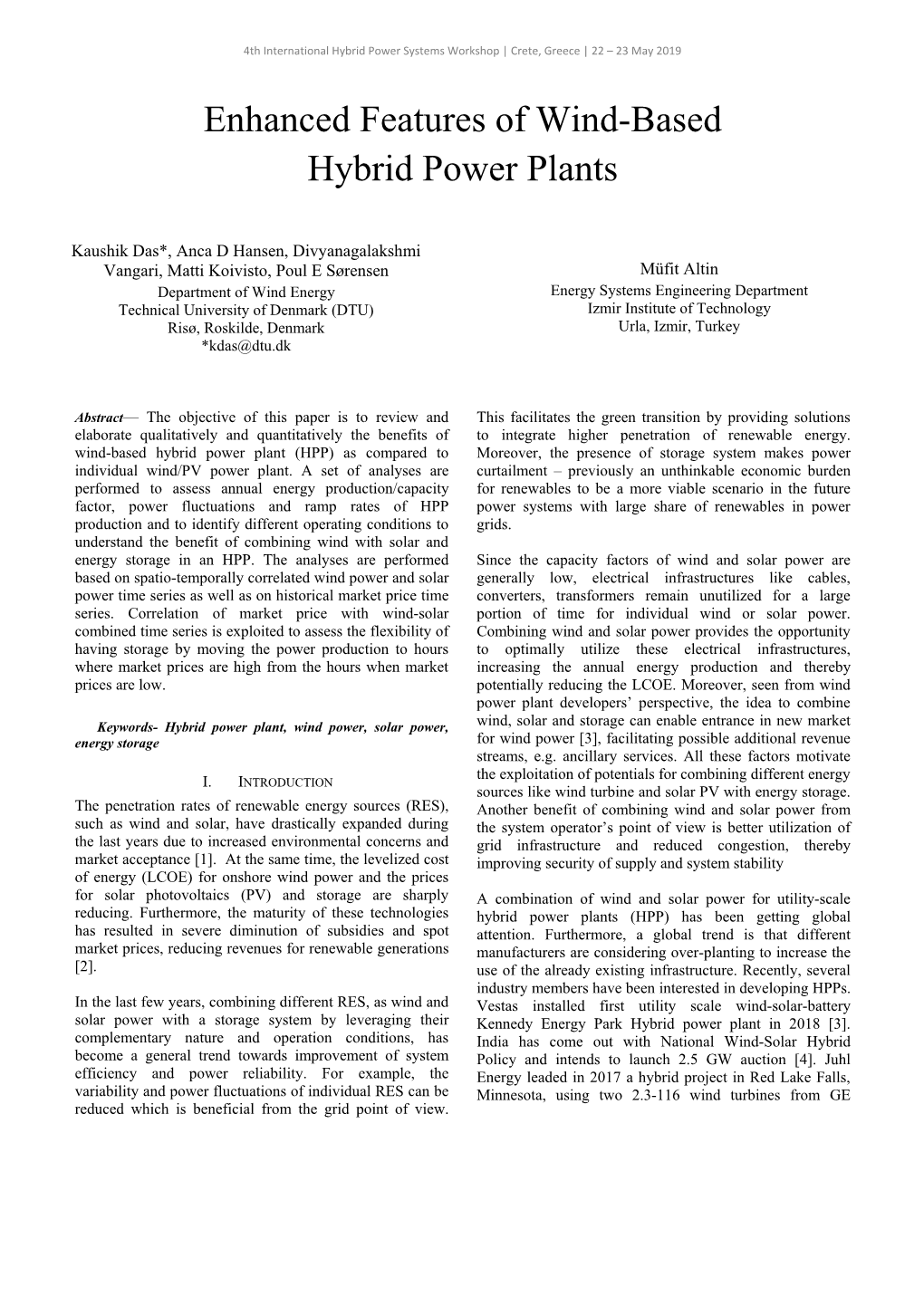 Enhanced Features of Wind-Based Hybrid Power Plants