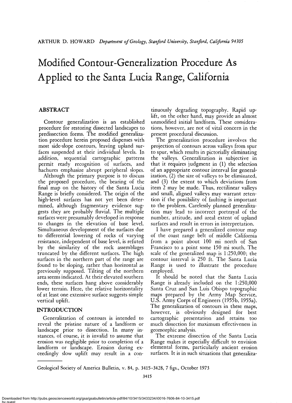 Modified Contour-Generalization Procedure As Applied to the Santa Lucia Range, California