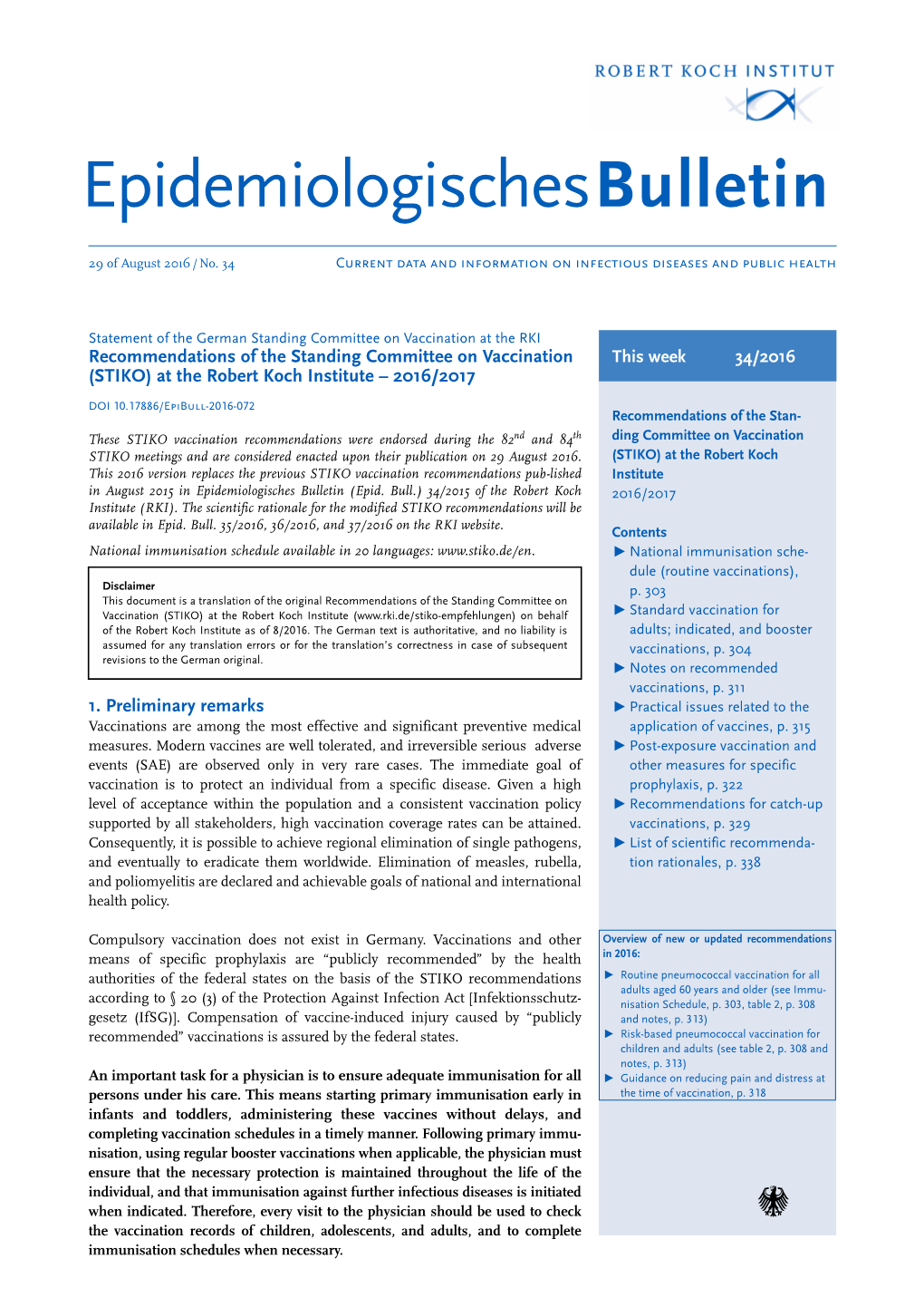 Epidemiologisches Bulletin at the Robert Koch-Institut 54/2017