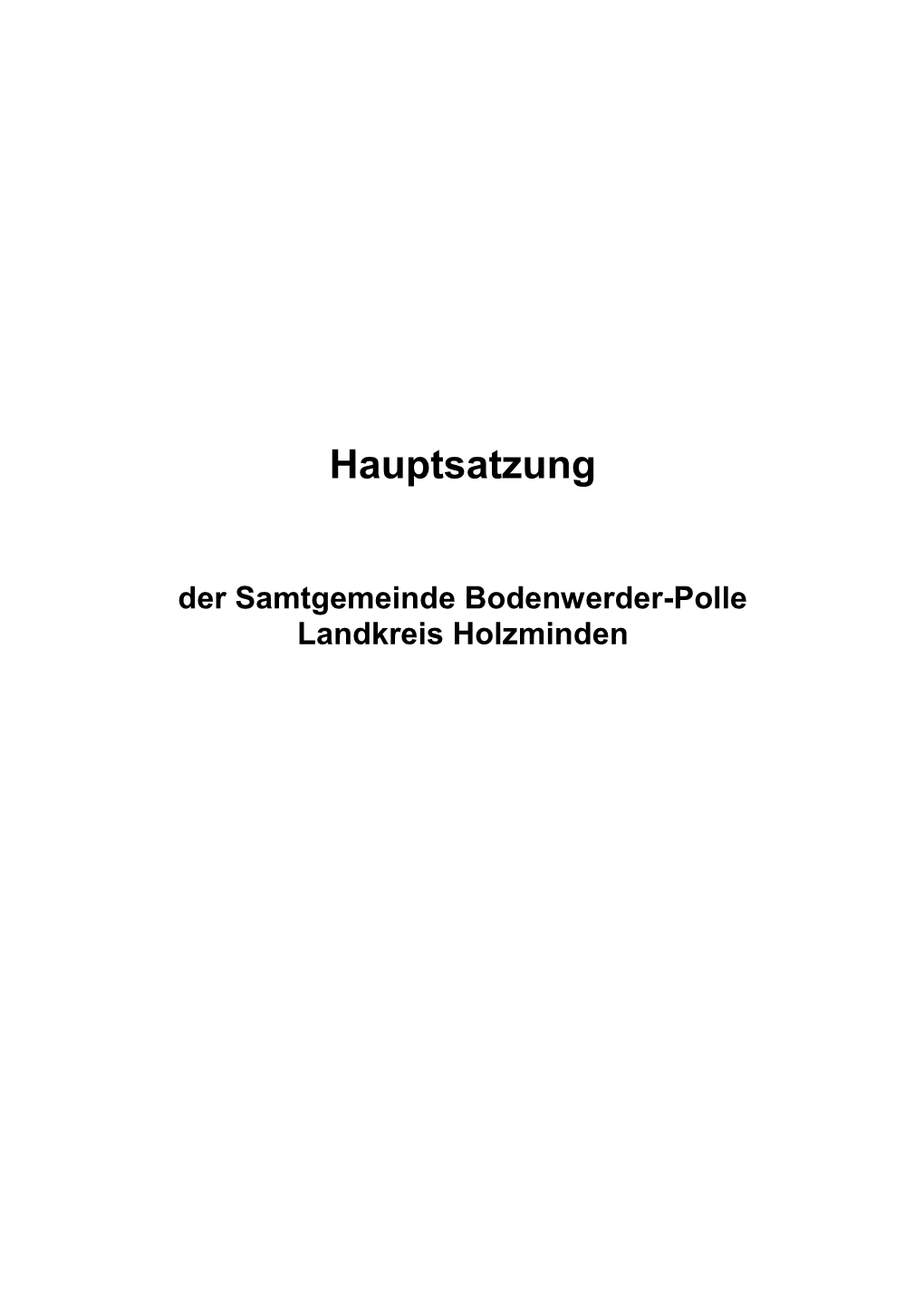 Hauptsatzung