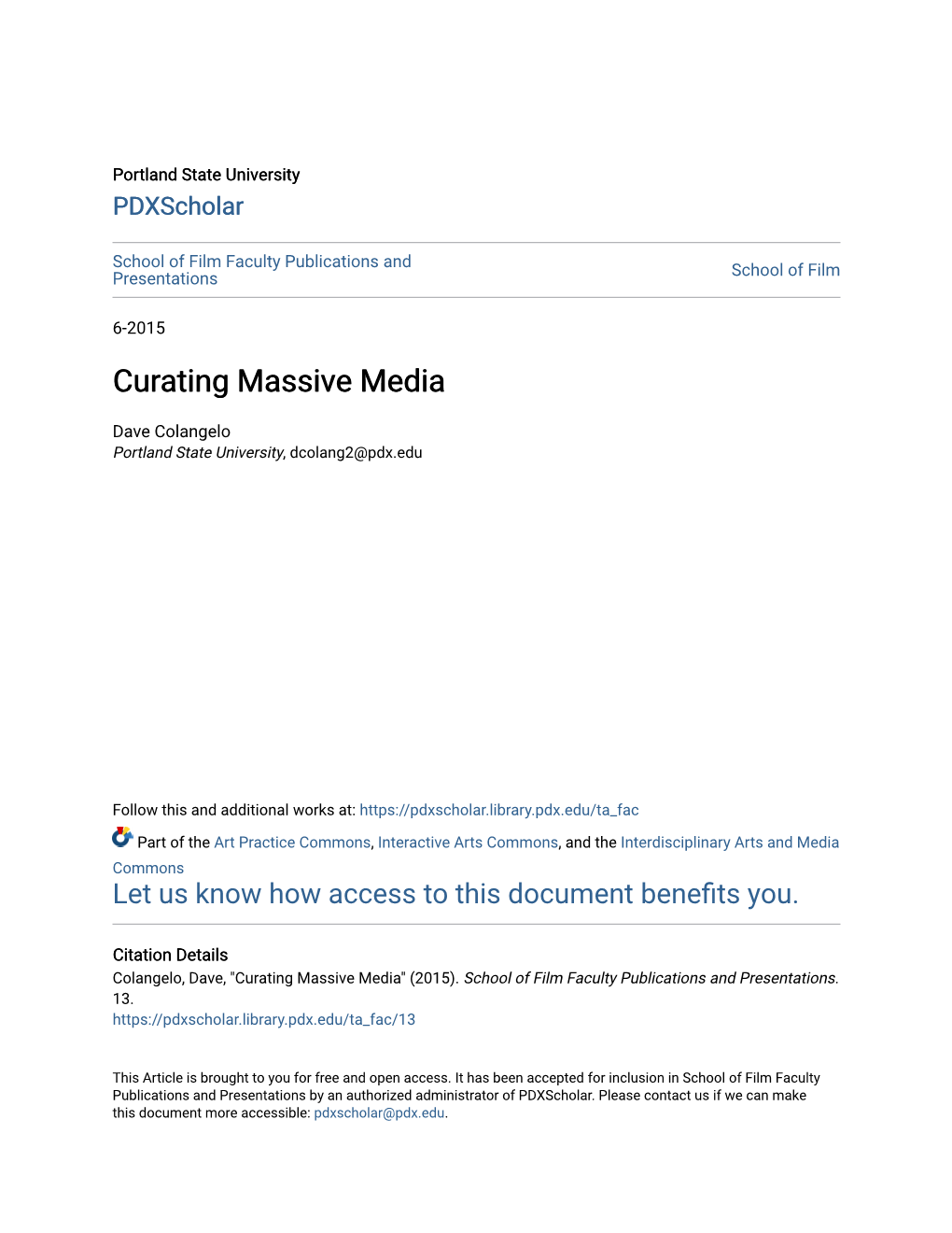 Curating Massive Media