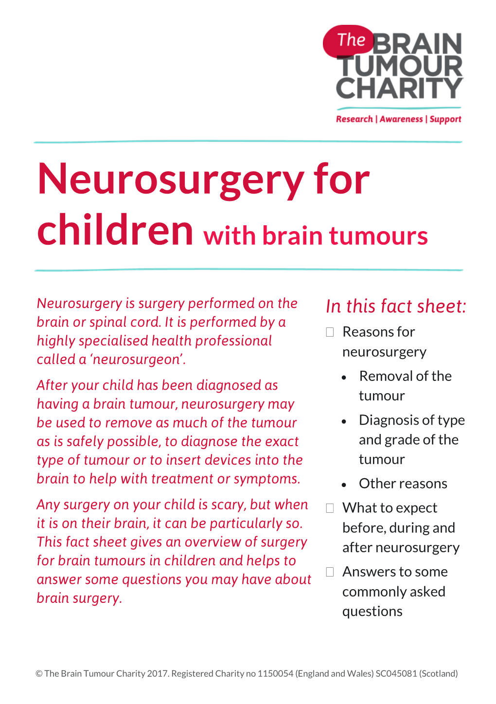 Neurosurgery for Children with Brain Tumours