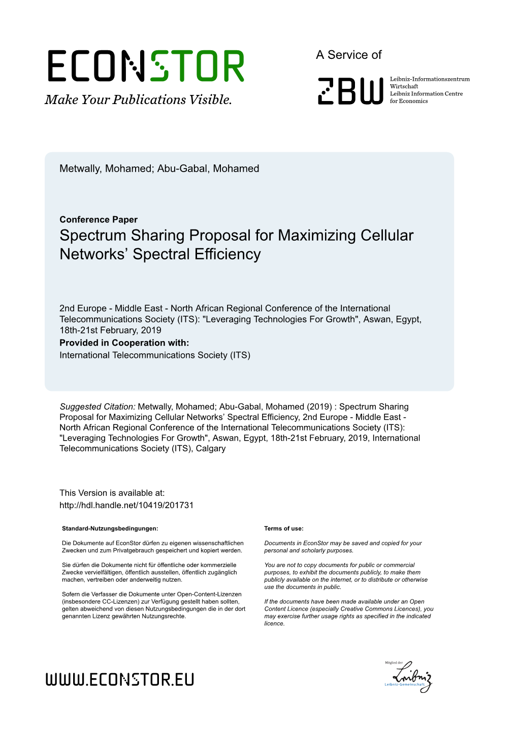 Spectrum Sharing Proposal for Maximizing Cellular Networks’ Spectral Efficiency