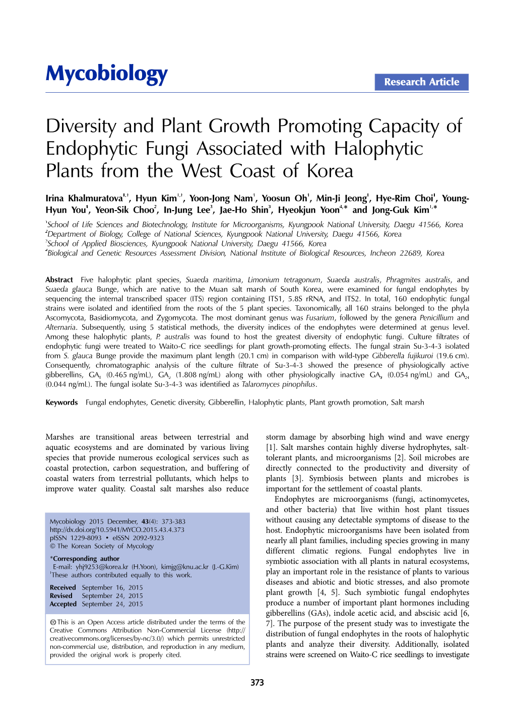 Mycobiology Research Article