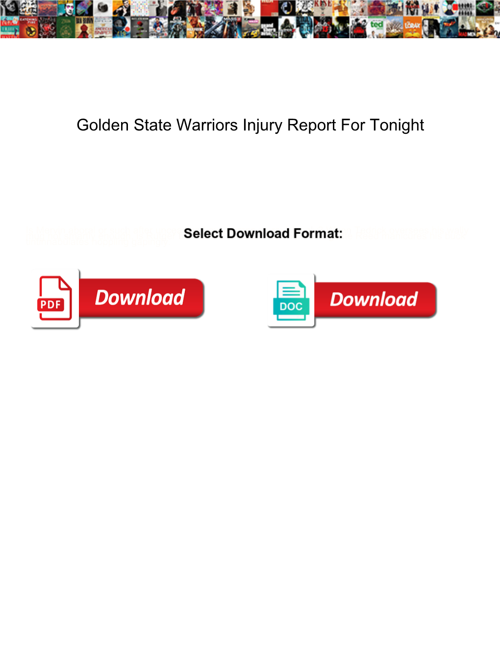 Golden State Warriors Injury Report for Tonight