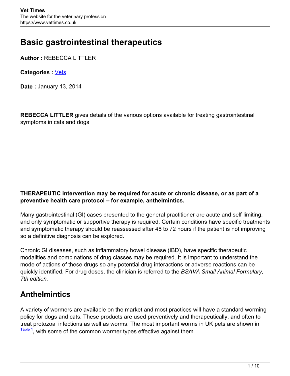 Basic Gastrointestinal Therapeutics