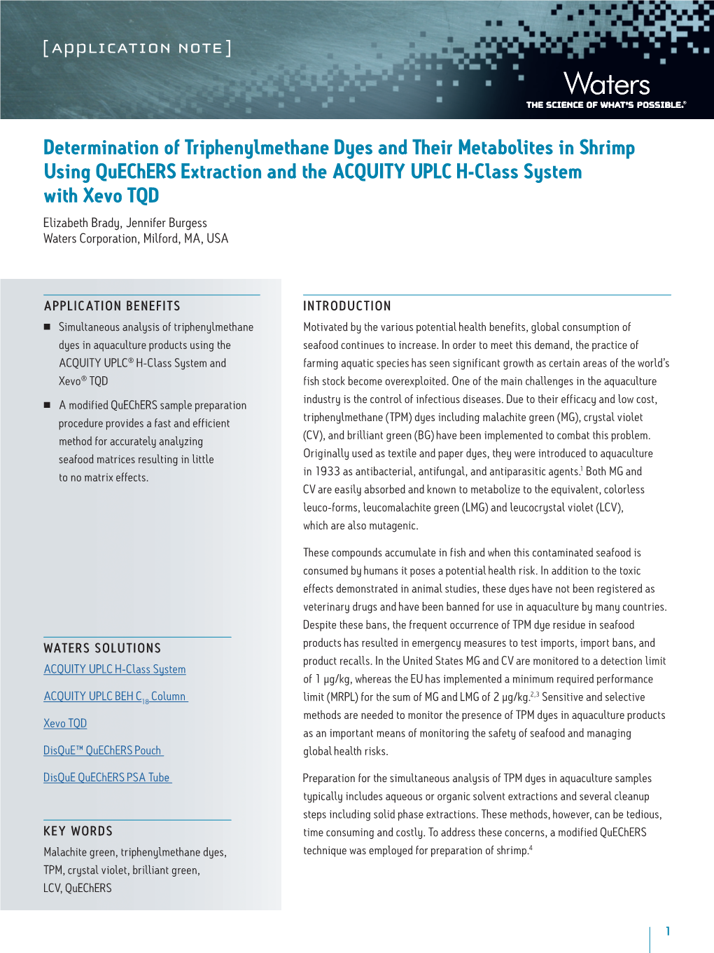 Determination of Triphenylmethane Dyes and Their Metabolites In