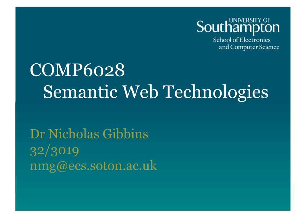 COMP6028 Semantic Web Technologies