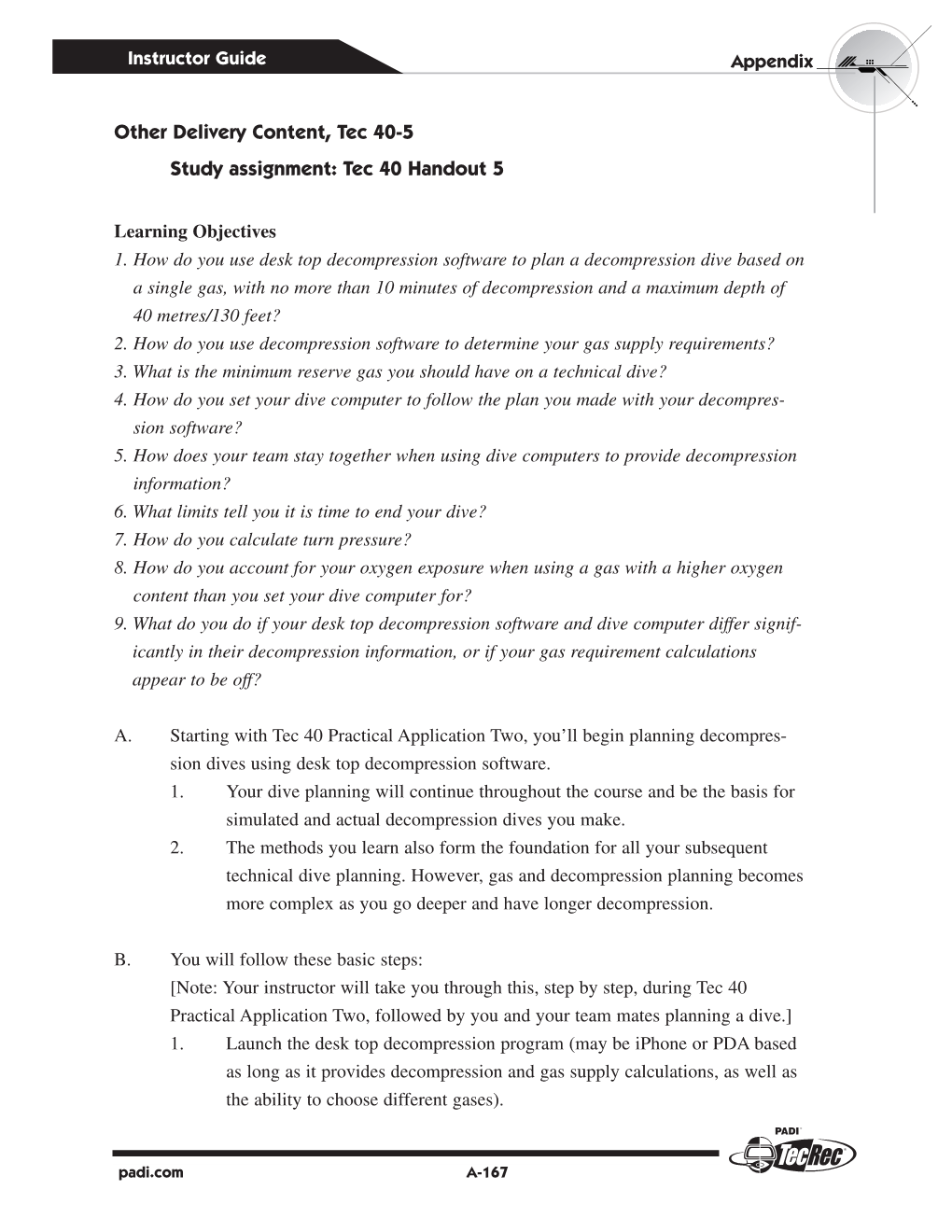 Other Delivery Content, Tec 40-5 Study Assignment: Tec 40 Handout 5