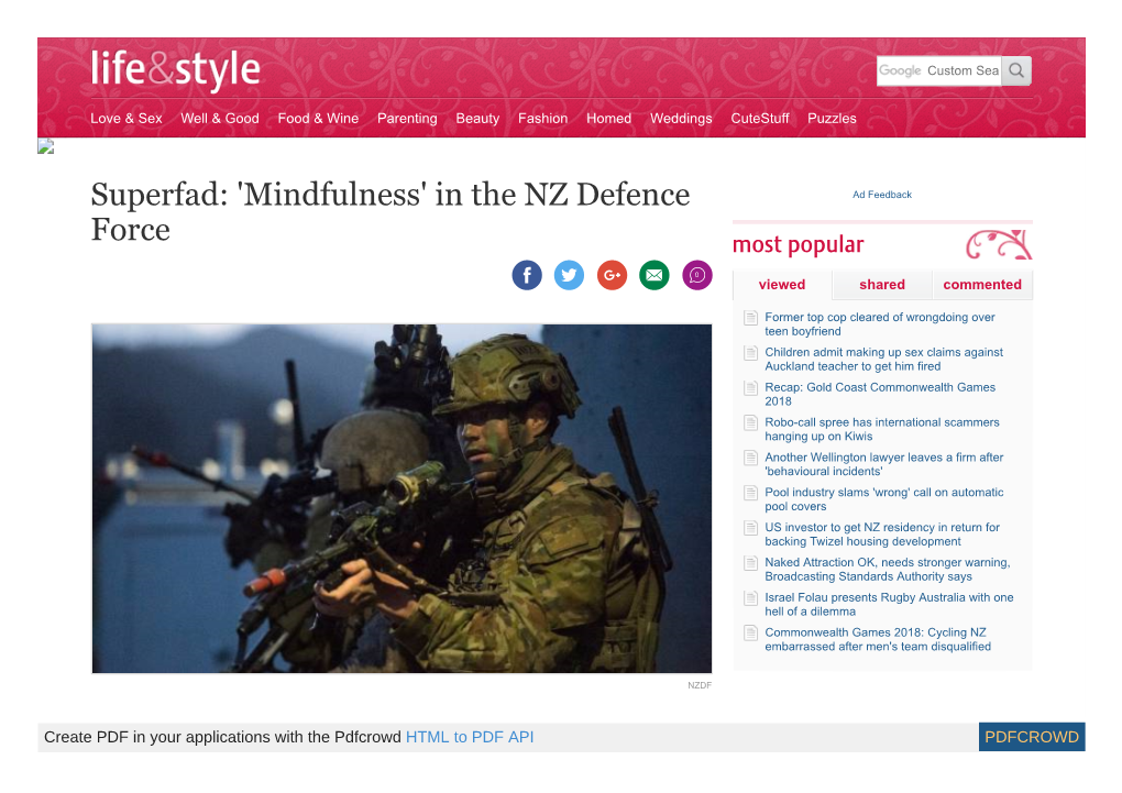 Superfad: 'Mindfulness' in the NZ Defence Force