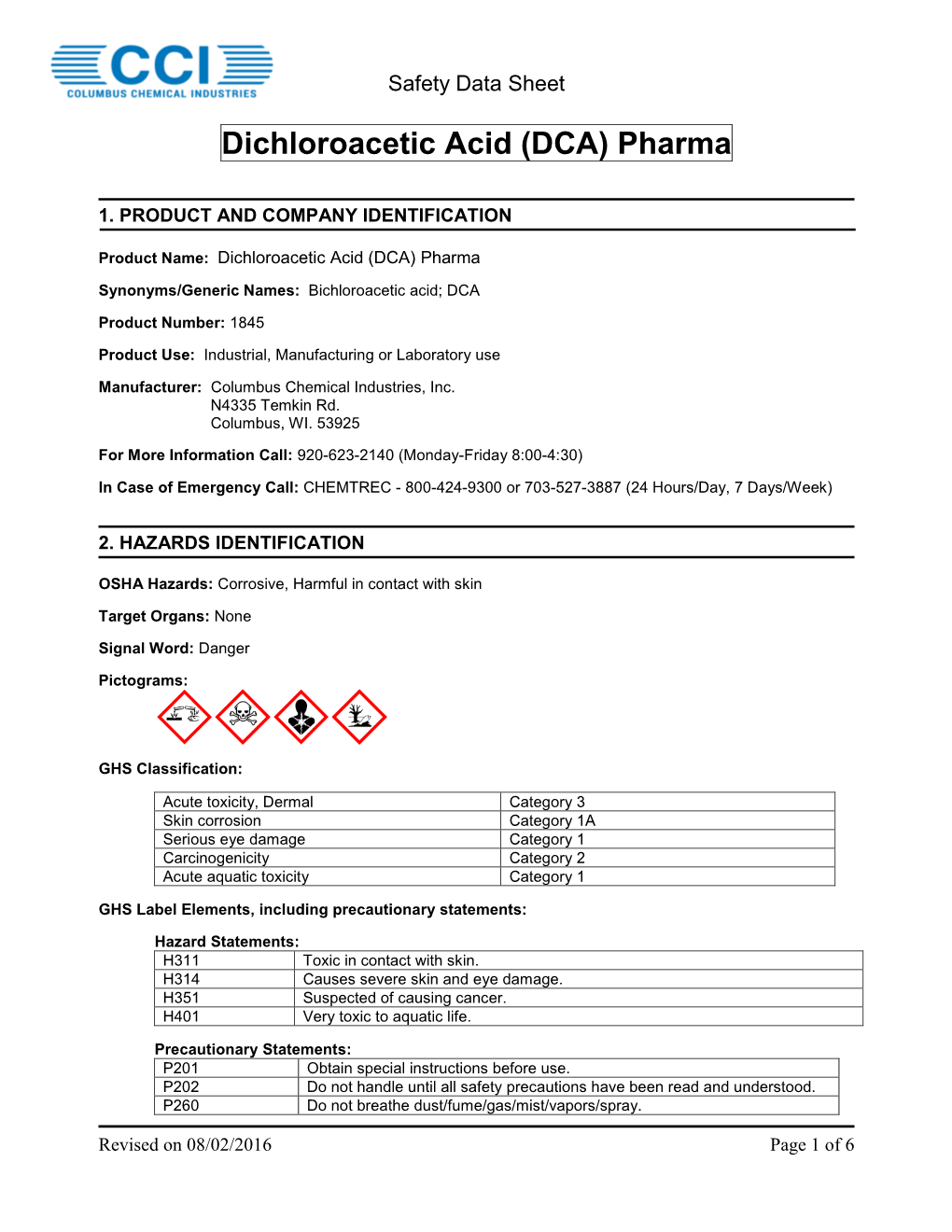 Dichloroacetic Acid (DCA) Pharma