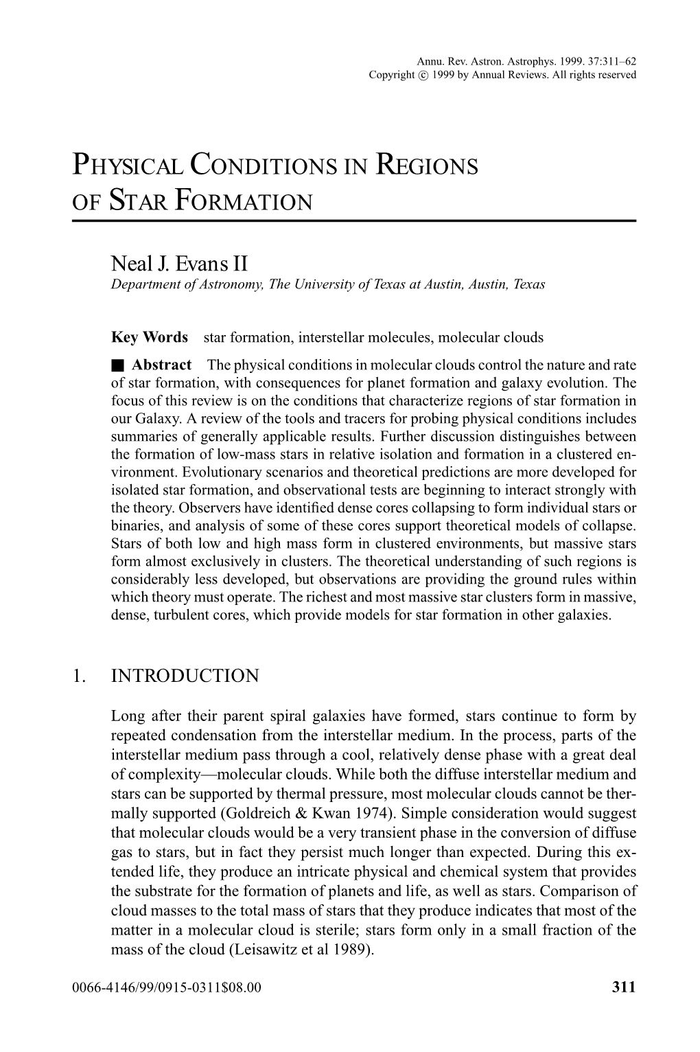 Physical Conditions in Regions of Star Formation