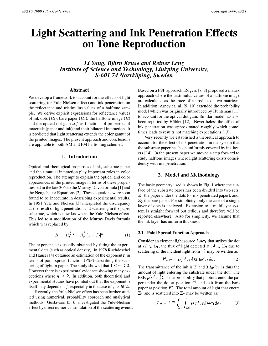 Light Scattering and Ink Penetration Effects on Tone Reproduction