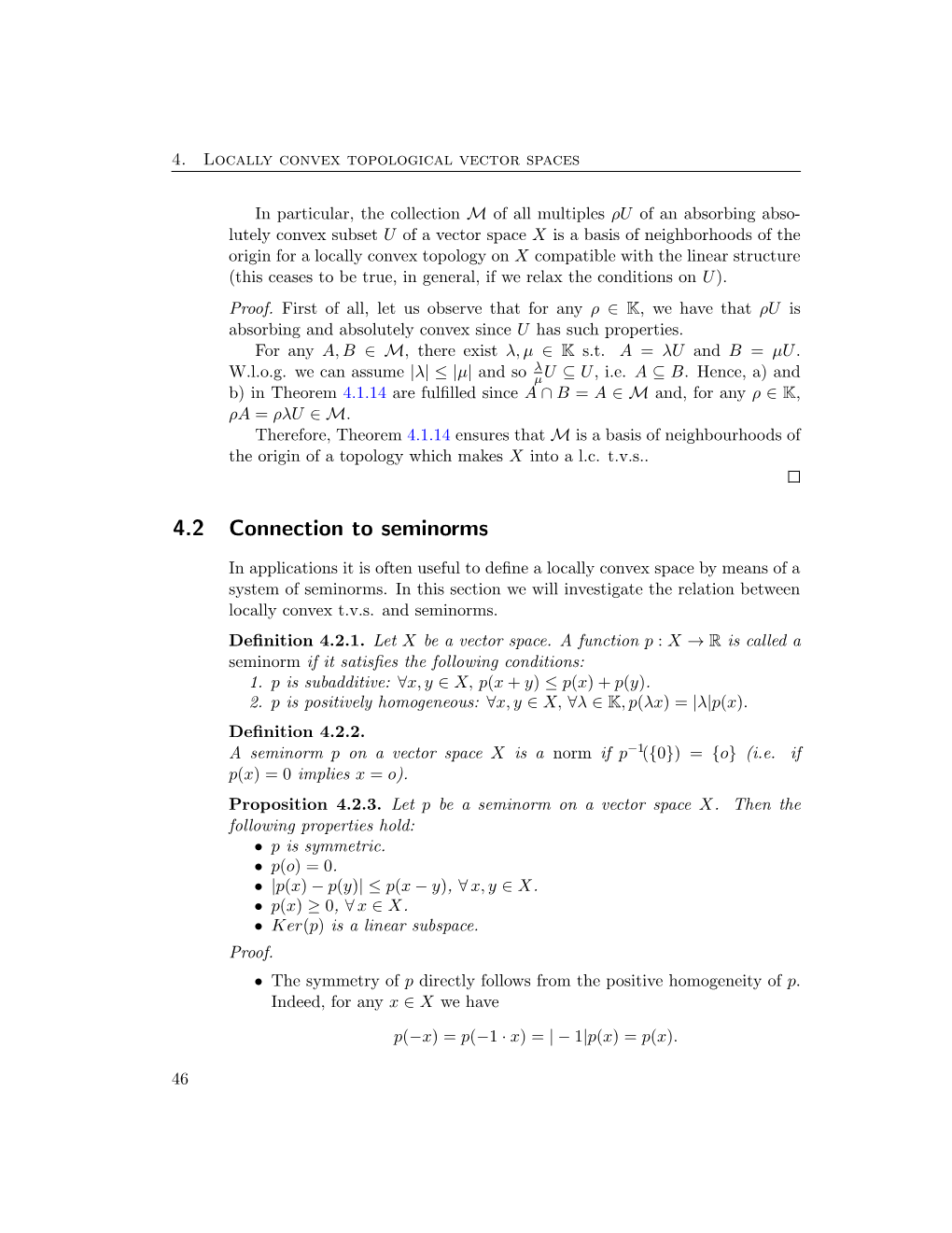 4.2 Connection to Seminorms