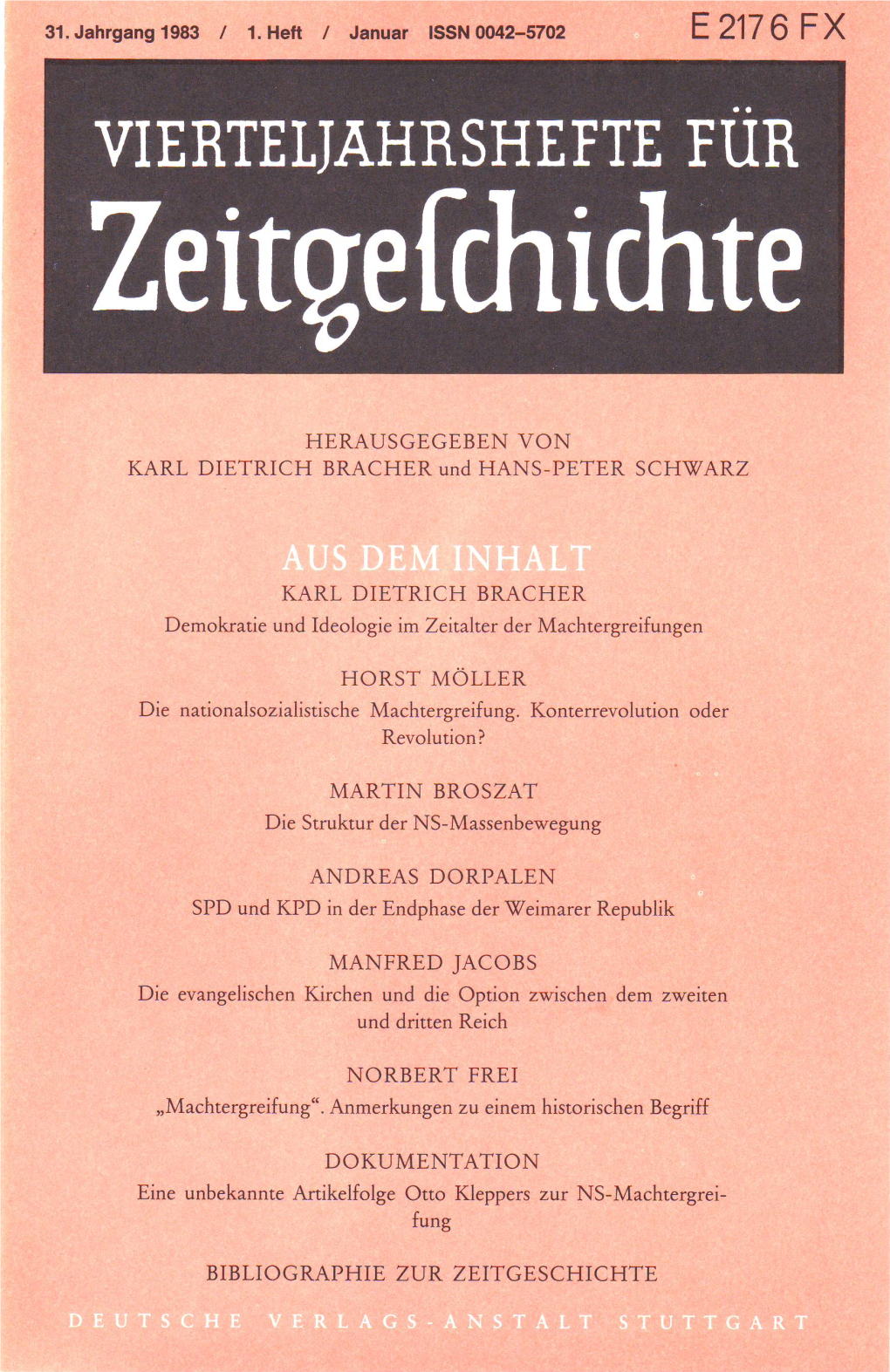 Vierteljahrshefte Für Zeitgeschichte Jahrgang 31(1983) Heft 1