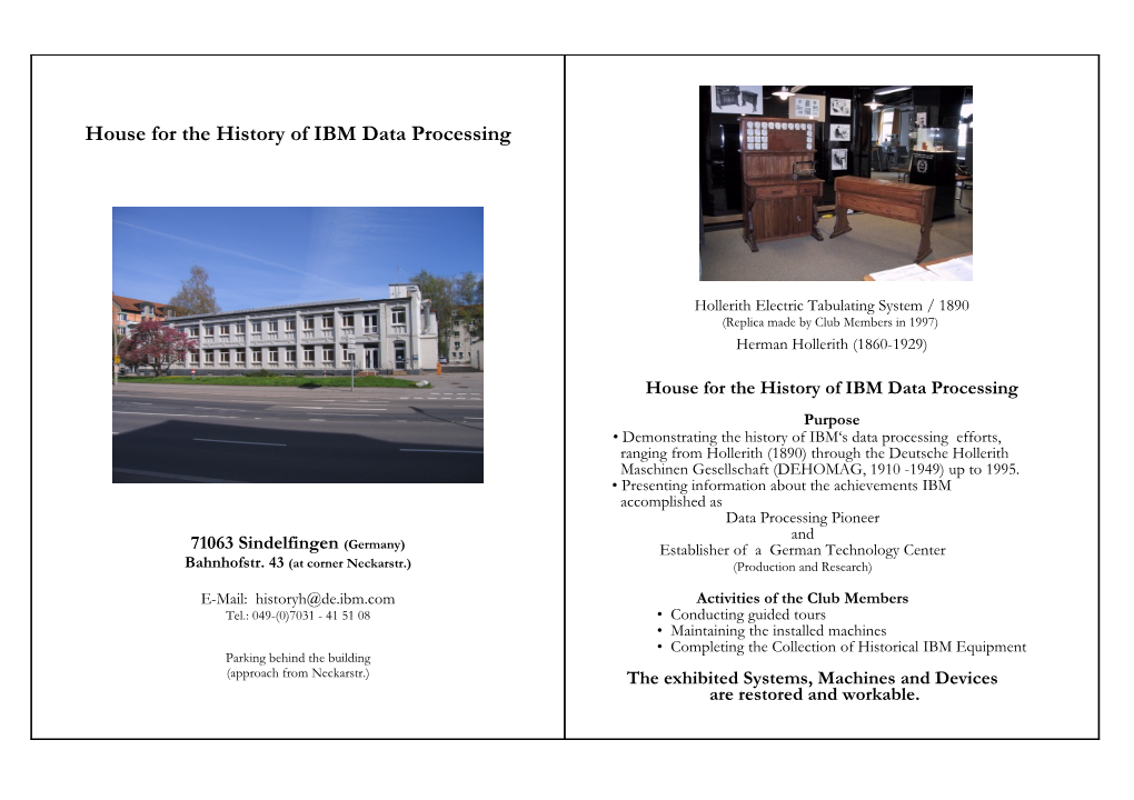 House for the History of IBM Data Processing