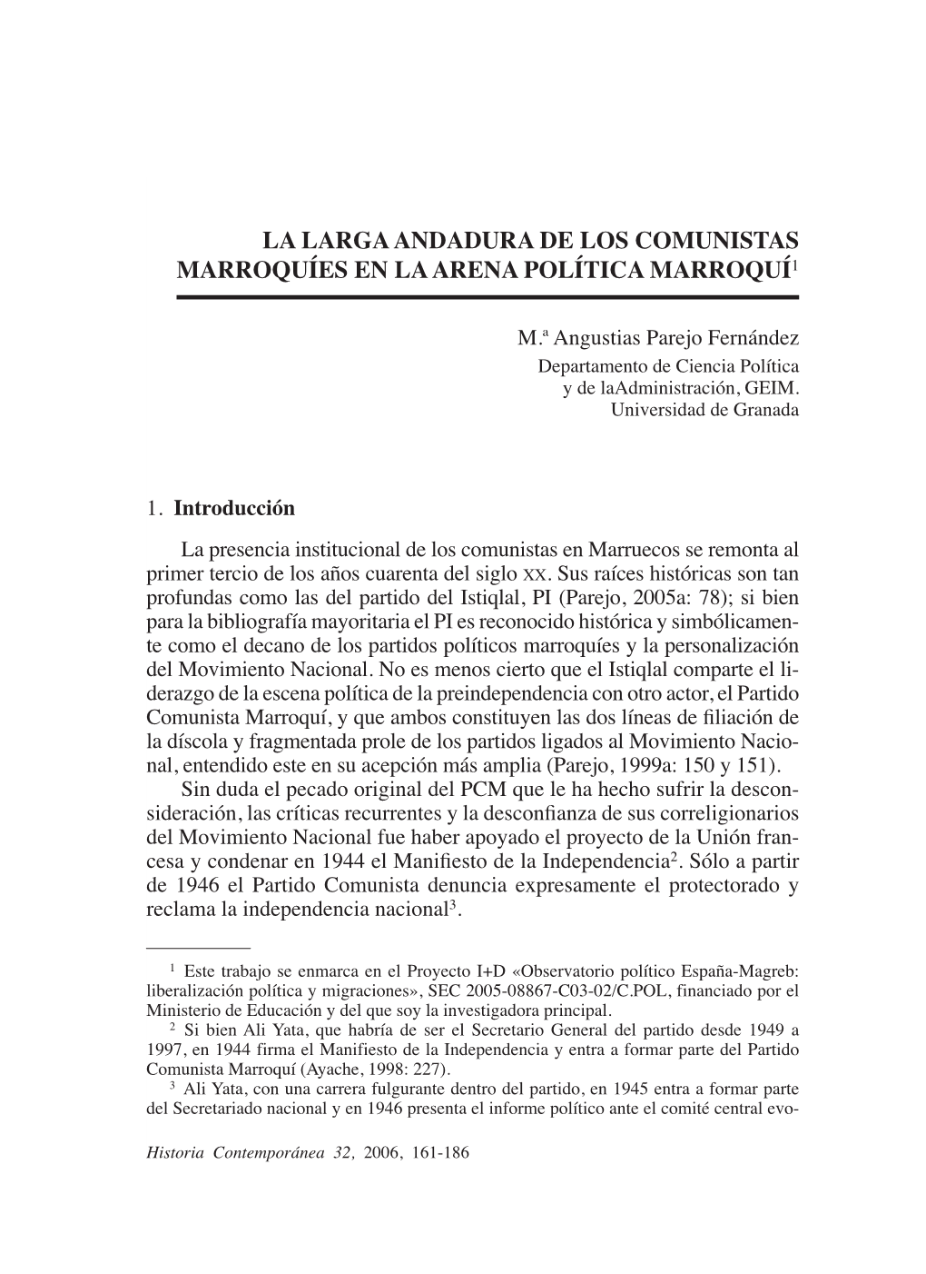 La Larga Andadura De Los Comunistas Marroquíes En La Arena Política Marroquí1