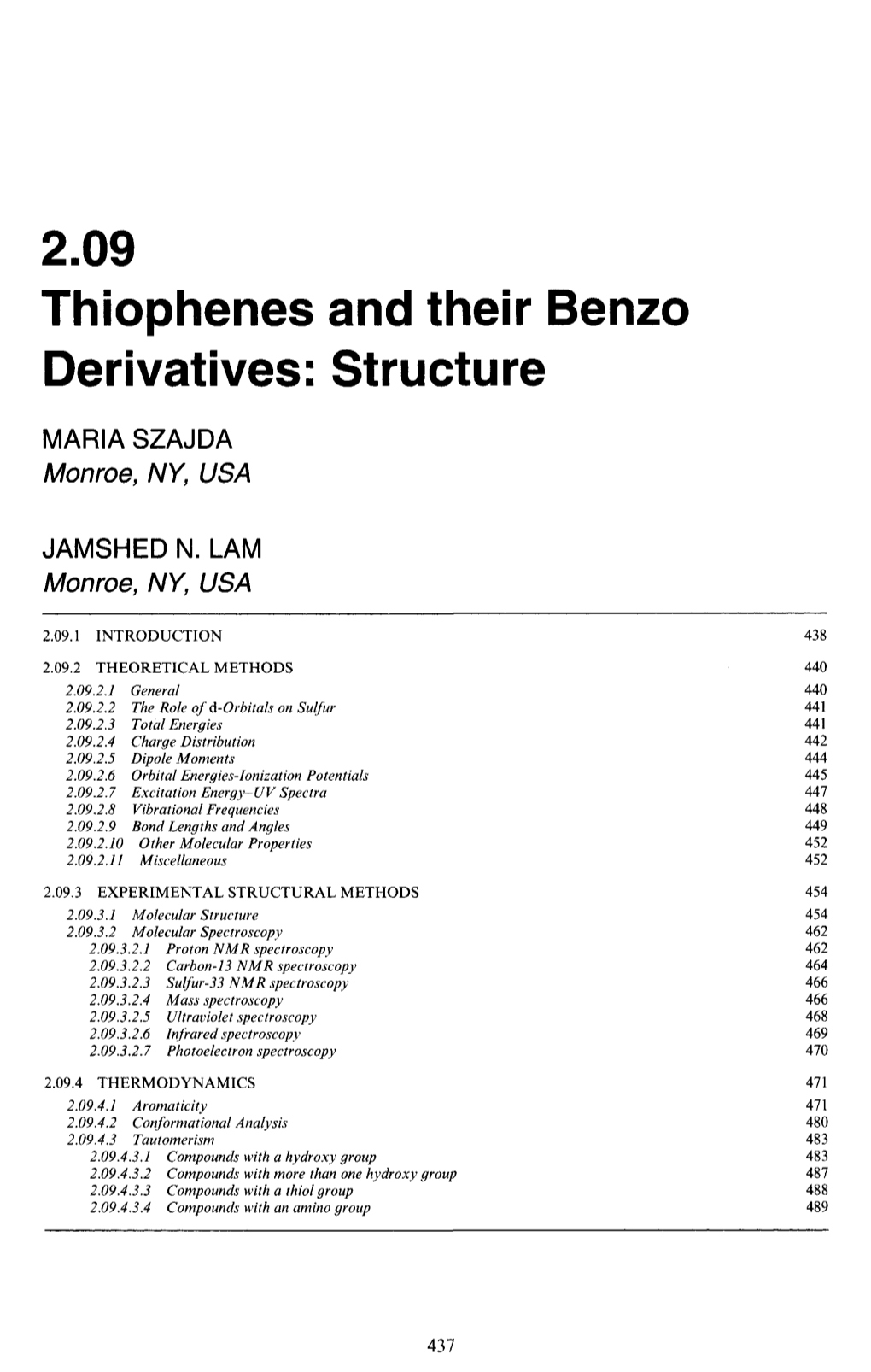 Thiophenes and Their Benzo Derivatives: Structure