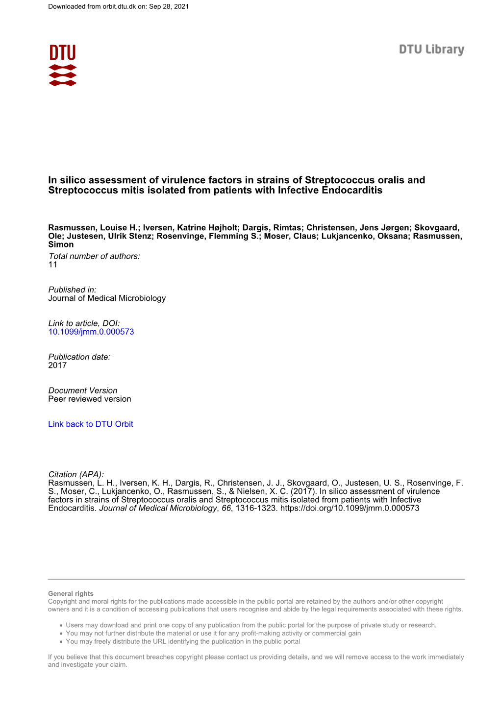 In Silico Assessment of Virulence Factors in Strains of Streptococcus Oralis and Streptococcus Mitis Isolated from Patients with Infective Endocarditis