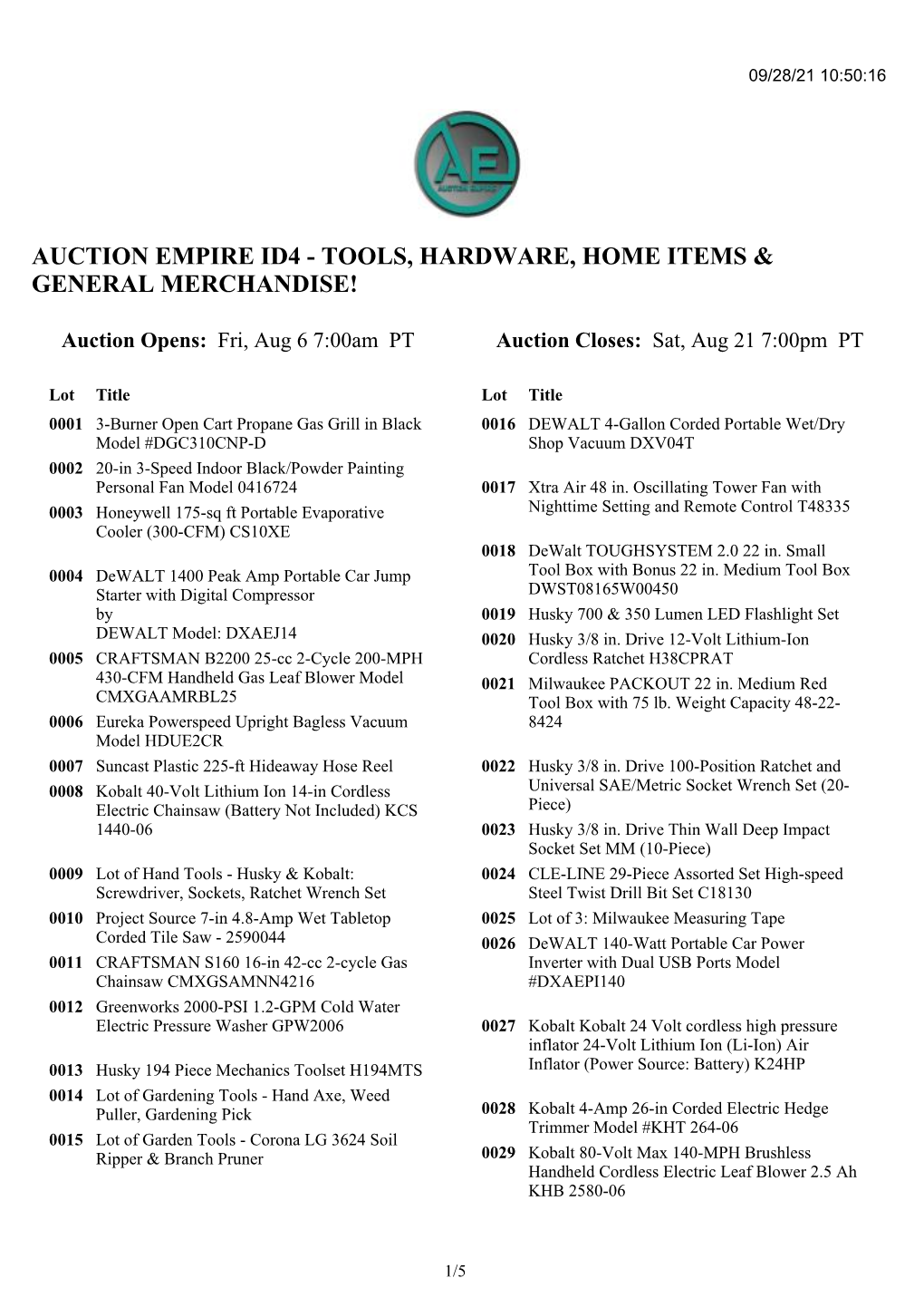 Auction Empire Id4 - Tools, Hardware, Home Items & General Merchandise!