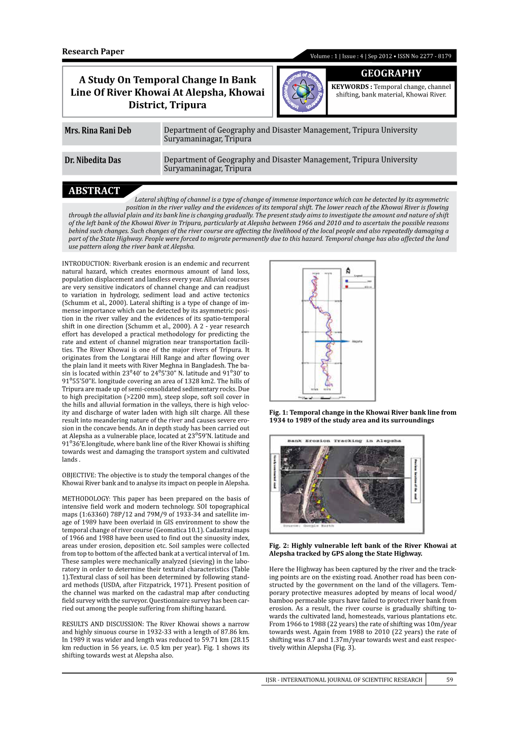 GEOGRAPHY a Study on Temporal Change in Bank Line of River