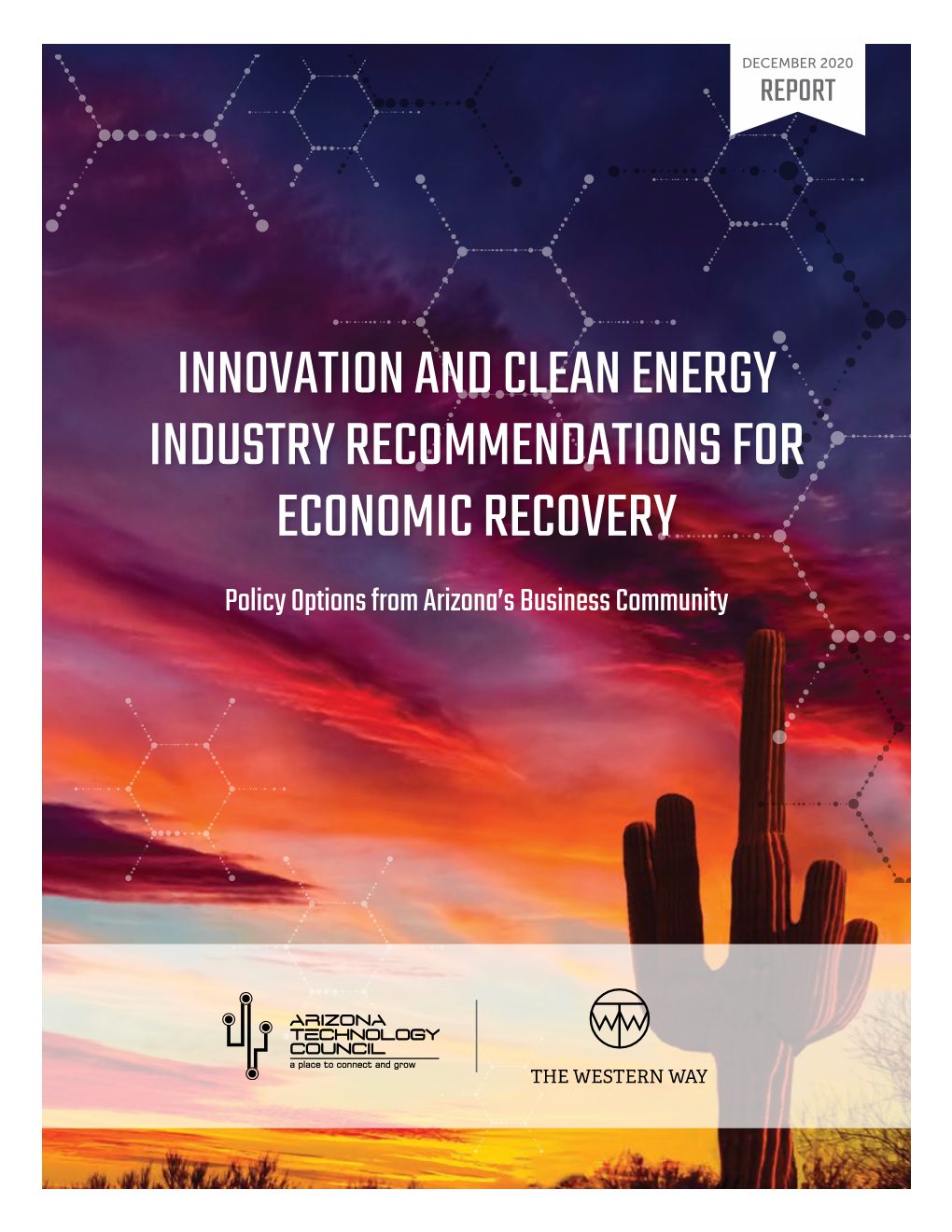 INNOVATION and CLEAN ENERGY INDUSTRY RECOMMENDATIONS for ECONOMIC RECOVERY Policy Options from Arizona’S Business Community REPORT PRESENTED on BEHALF OF