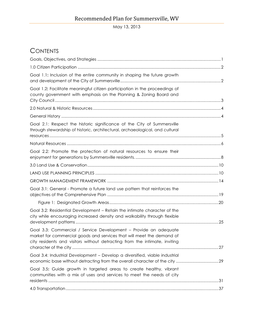 City of Summersville Comprehensive Plan