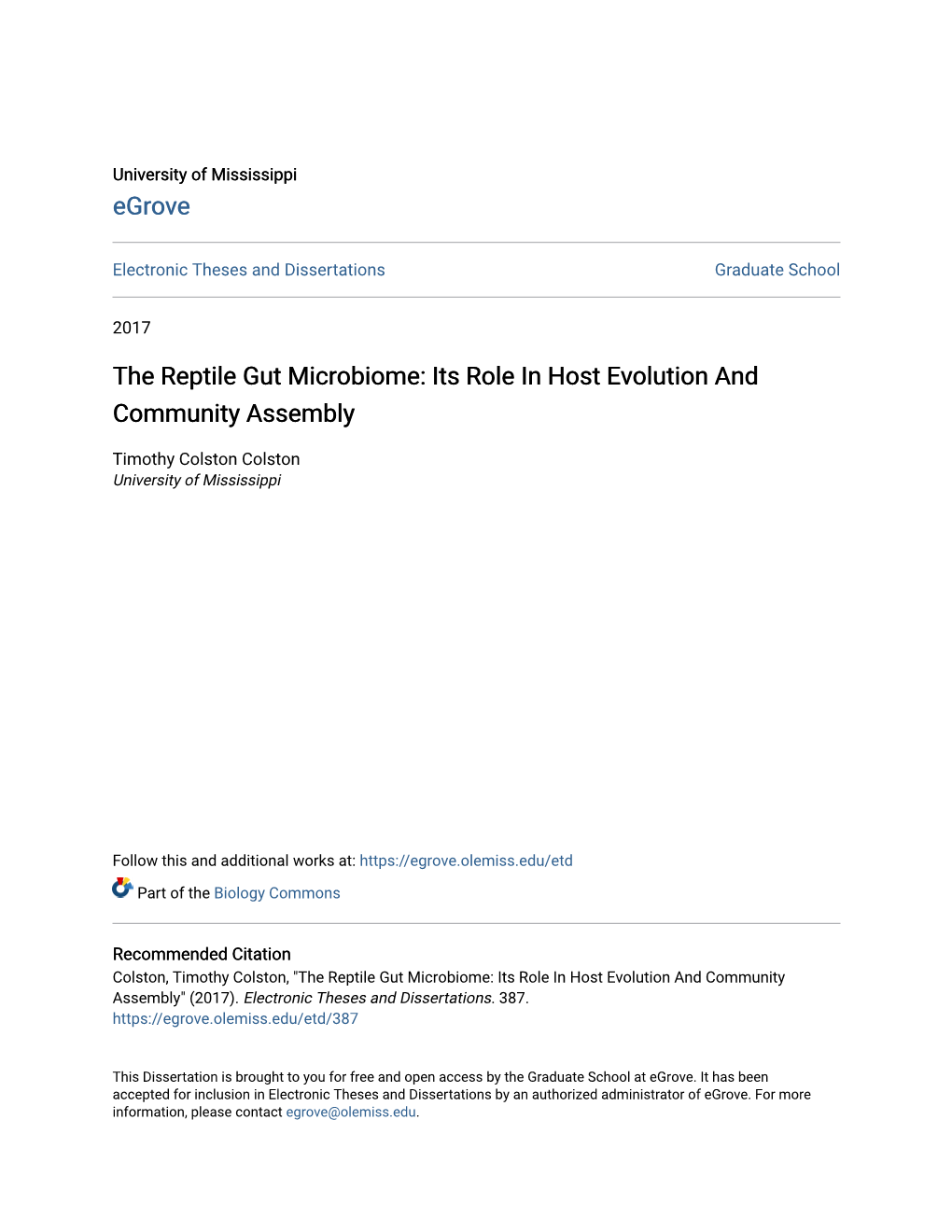 The Reptile Gut Microbiome: Its Role in Host Evolution and Community Assembly