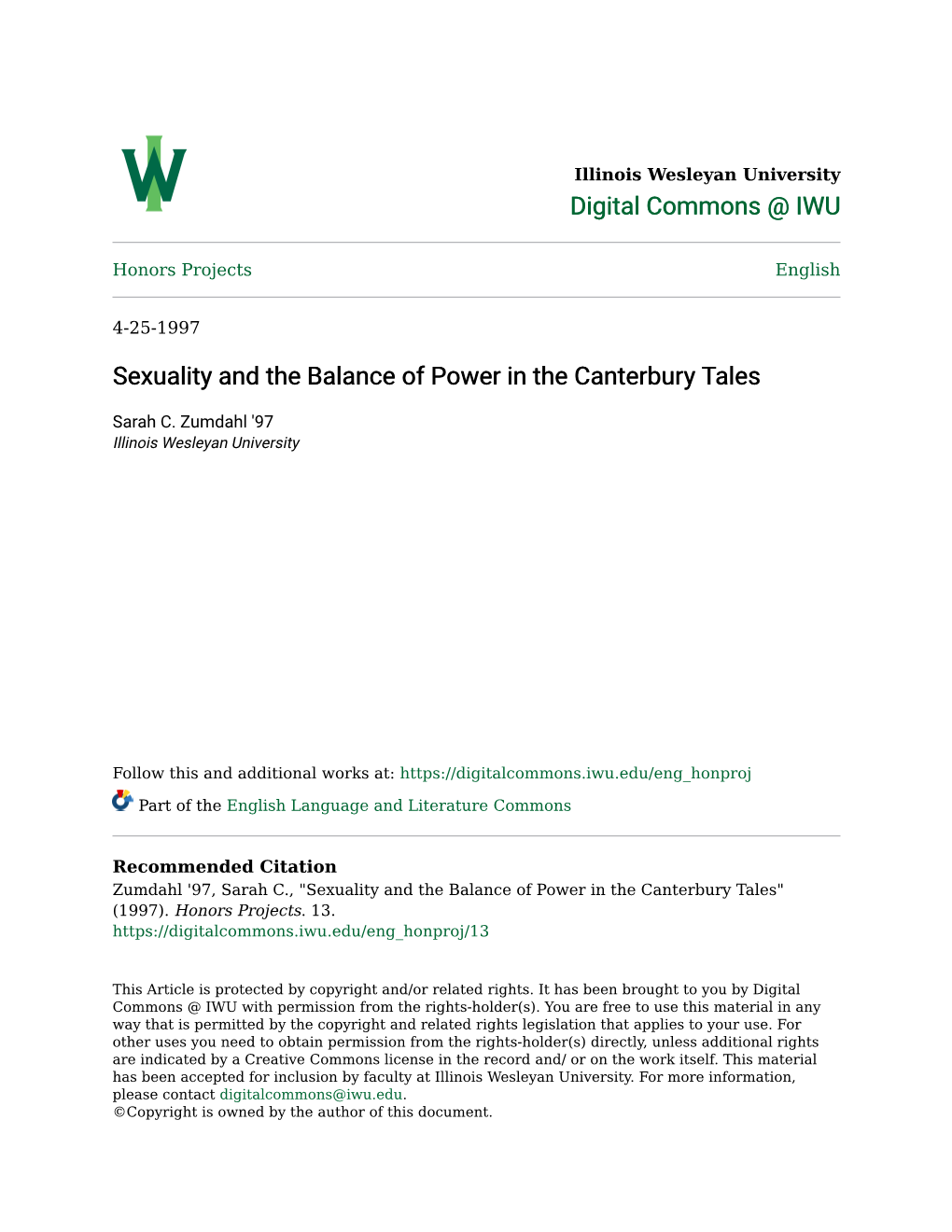 Sexuality and the Balance of Power in the Canterbury Tales