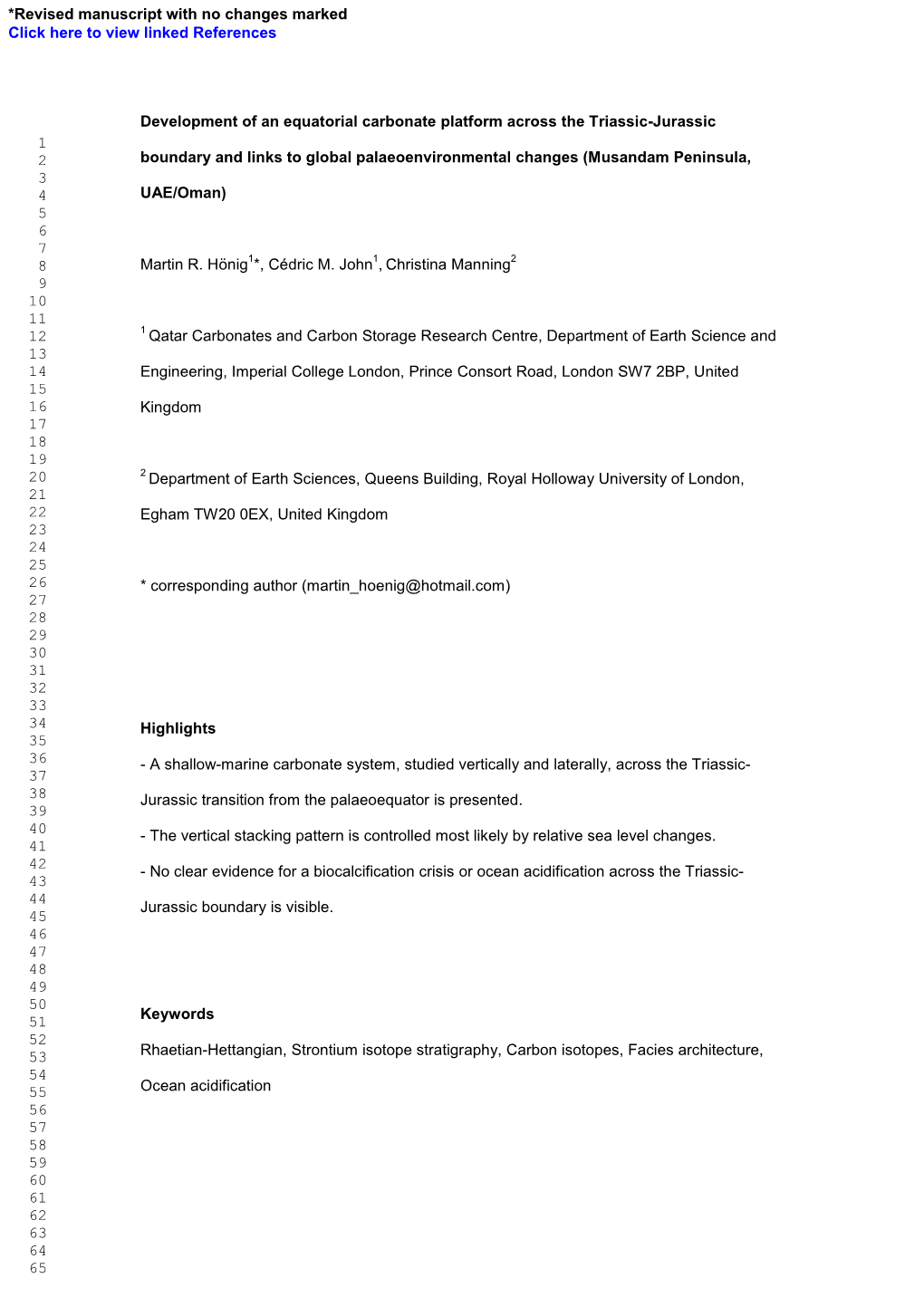 Development of an Equatorial Carbonate Platform Across The