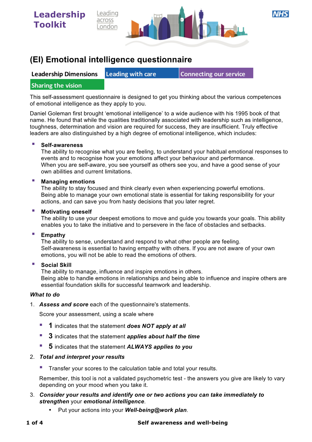 Leadership Toolkit (EI) Emotional Intelligence Questionnaire