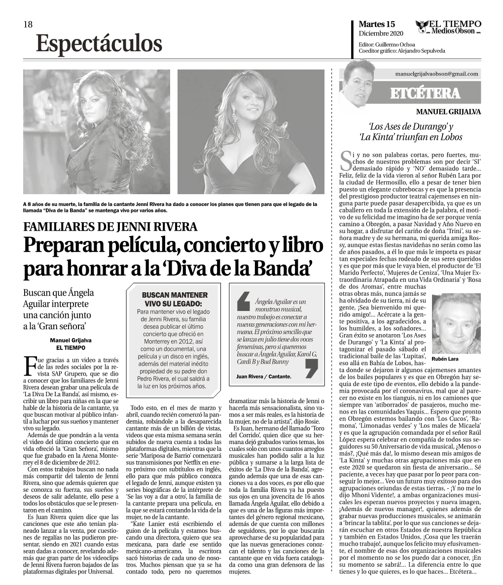 Espectáculos Coeditor Gráfico: Alejandro Sepulveda