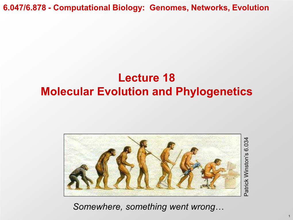 Molecular Evolution, Tree Building, Phylogenetic Inference