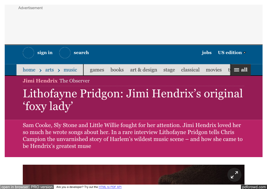 Lithofayne Pridgon: Jimi Hendrix's Original 'Foxy Lady' | Music | the Guardian