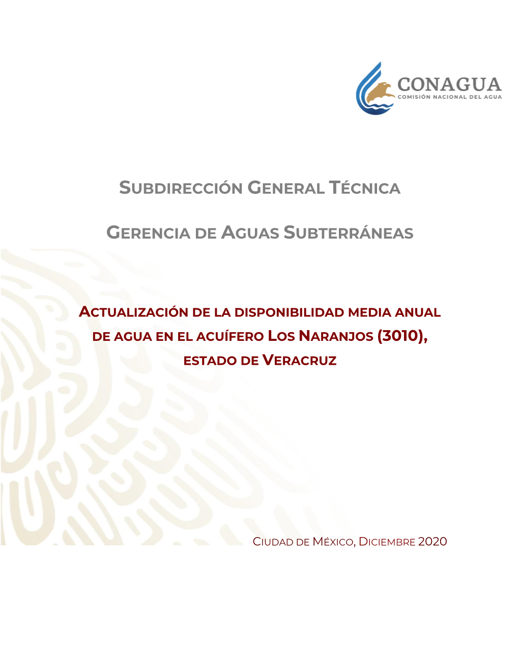 Actualización De La Disponibilidad Media Anual De Agua En El Acuífero Los Naranjos (3010), Estado De Veracruz
