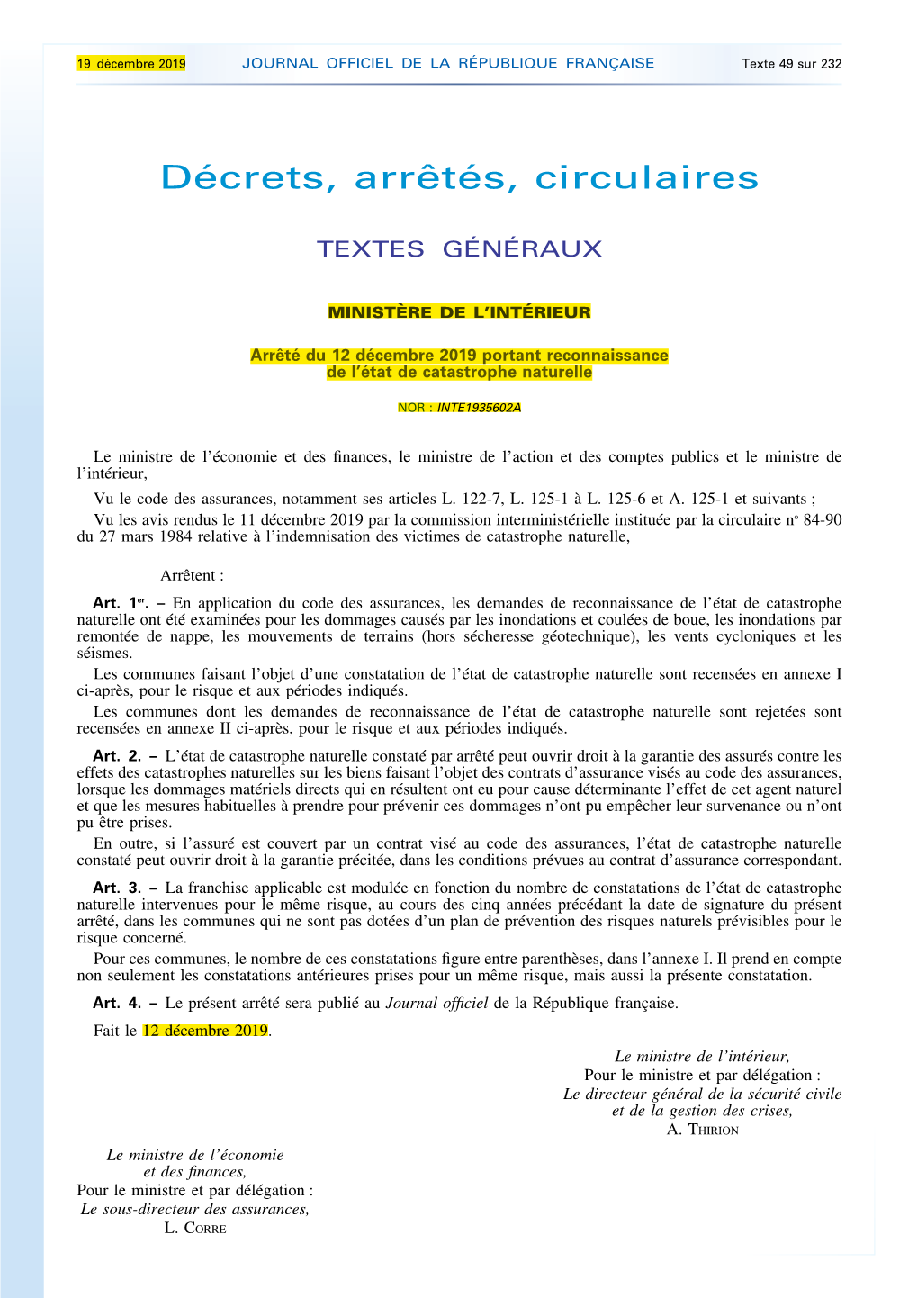 JOURNAL OFFICIEL DE LA RÉPUBLIQUE FRANÇAISE Texte 49 Sur 232