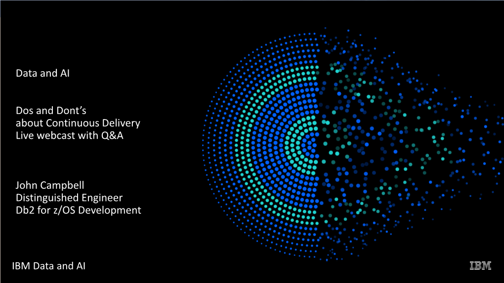 Data and AI Dos and Dont's About Continuous Delivery Live Webcast