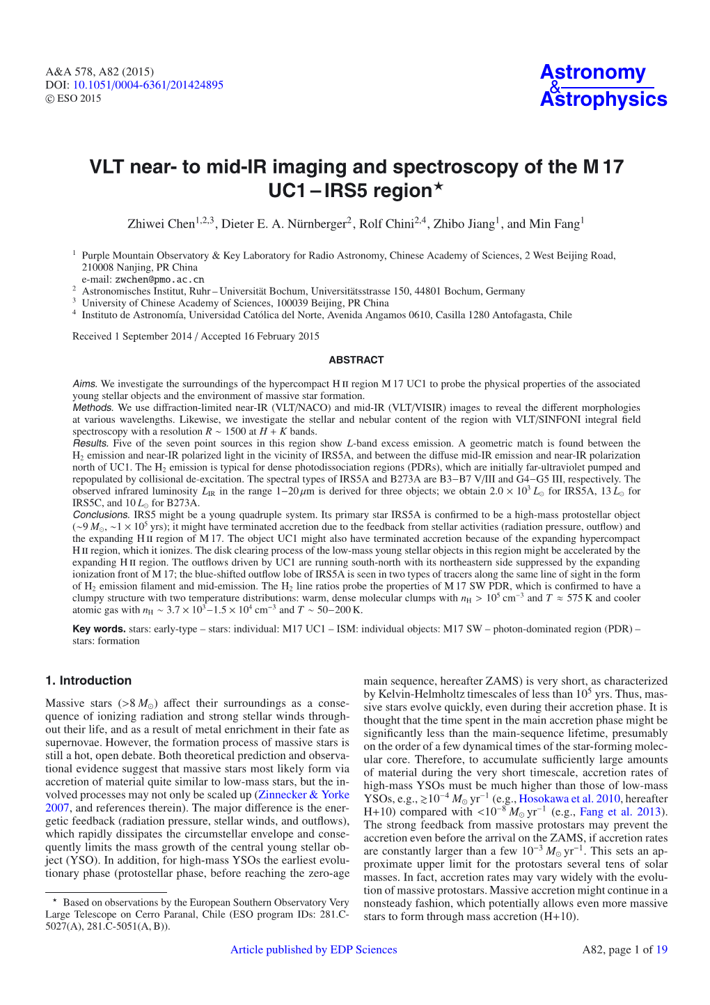 To Mid-IR Imaging and Spectroscopy of the M 17 UC1 – IRS5 Region