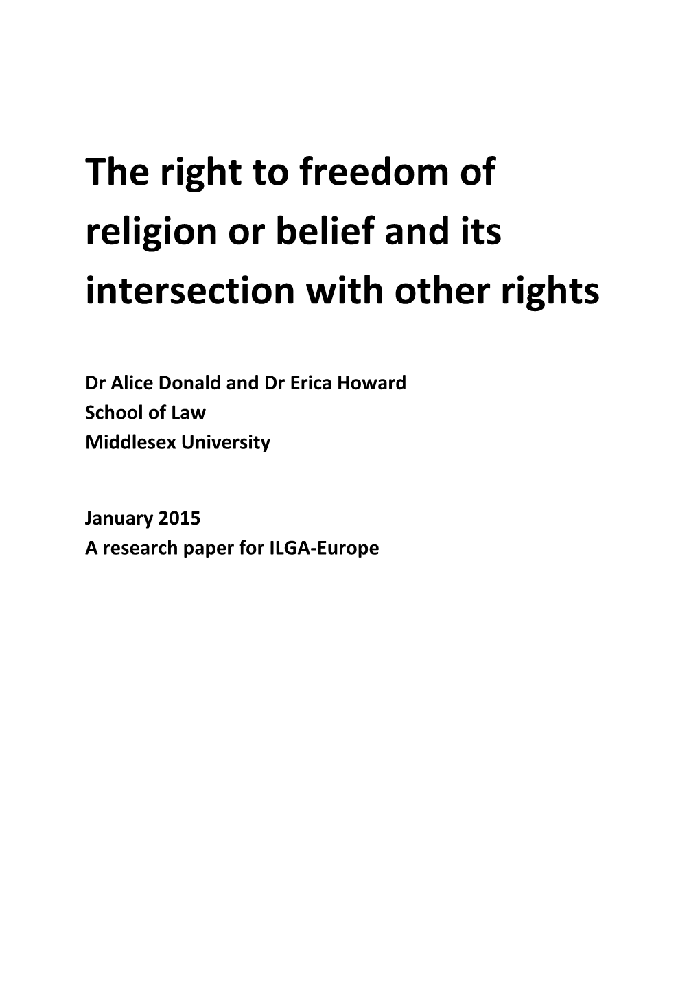 The Right to Freedom of Religion Or Belief and Its Intersection with Other Rights