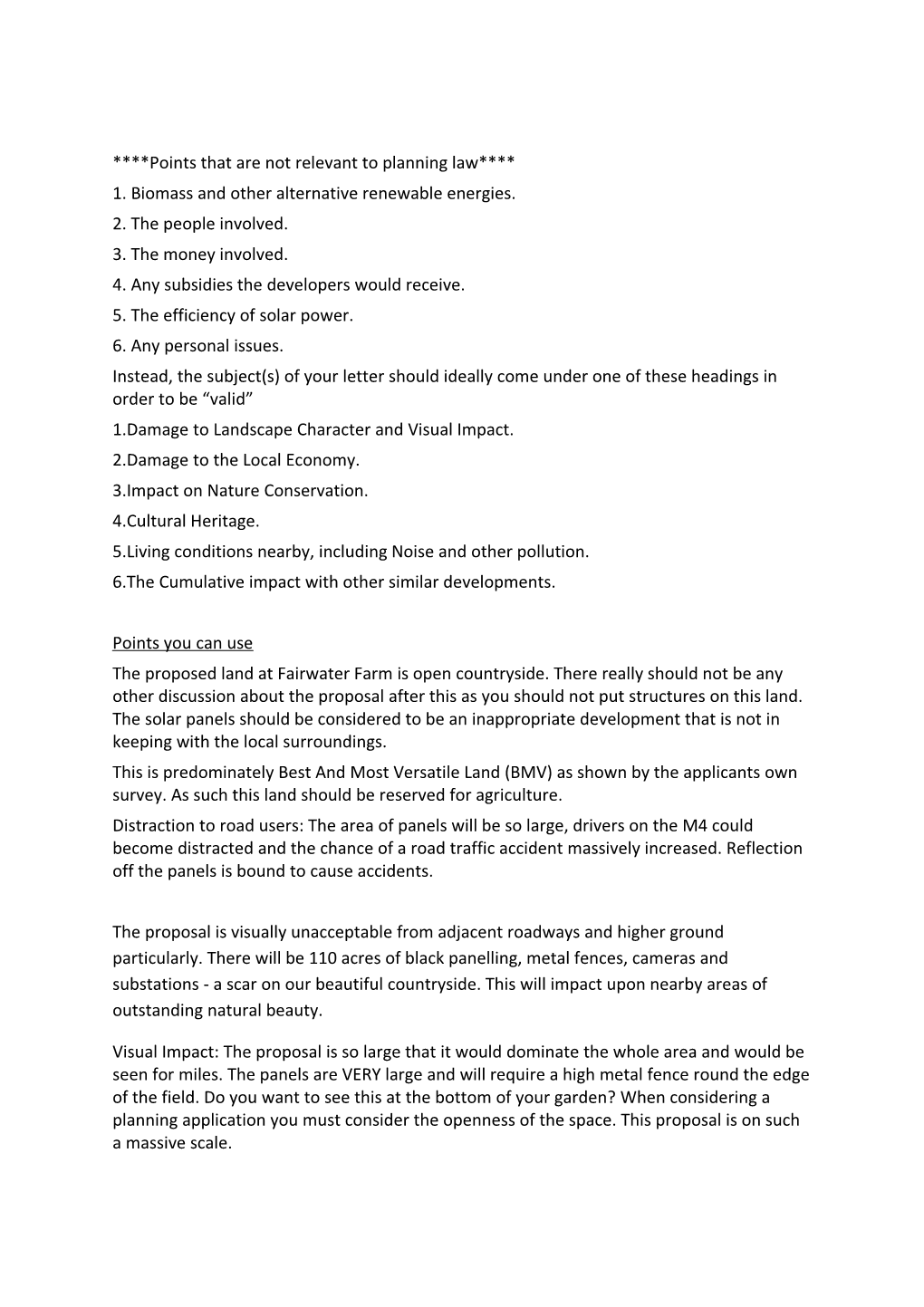 Points That Are Notrelevant to Planning Law