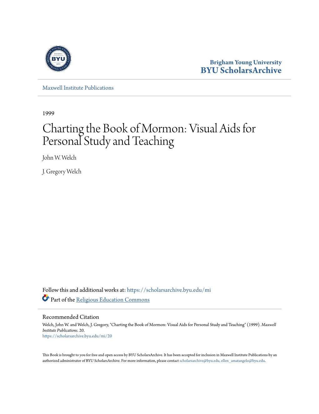 Charting the Book of Mormon: Visual Aids for Personal Study and Teaching John W