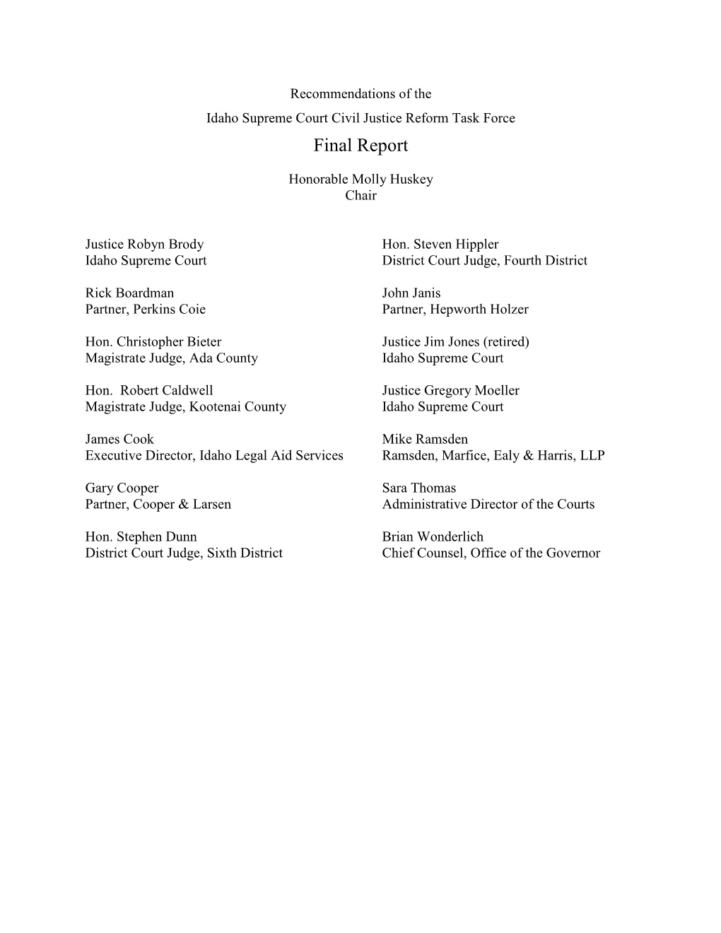 Civil Justice Reform Task Force Final Report