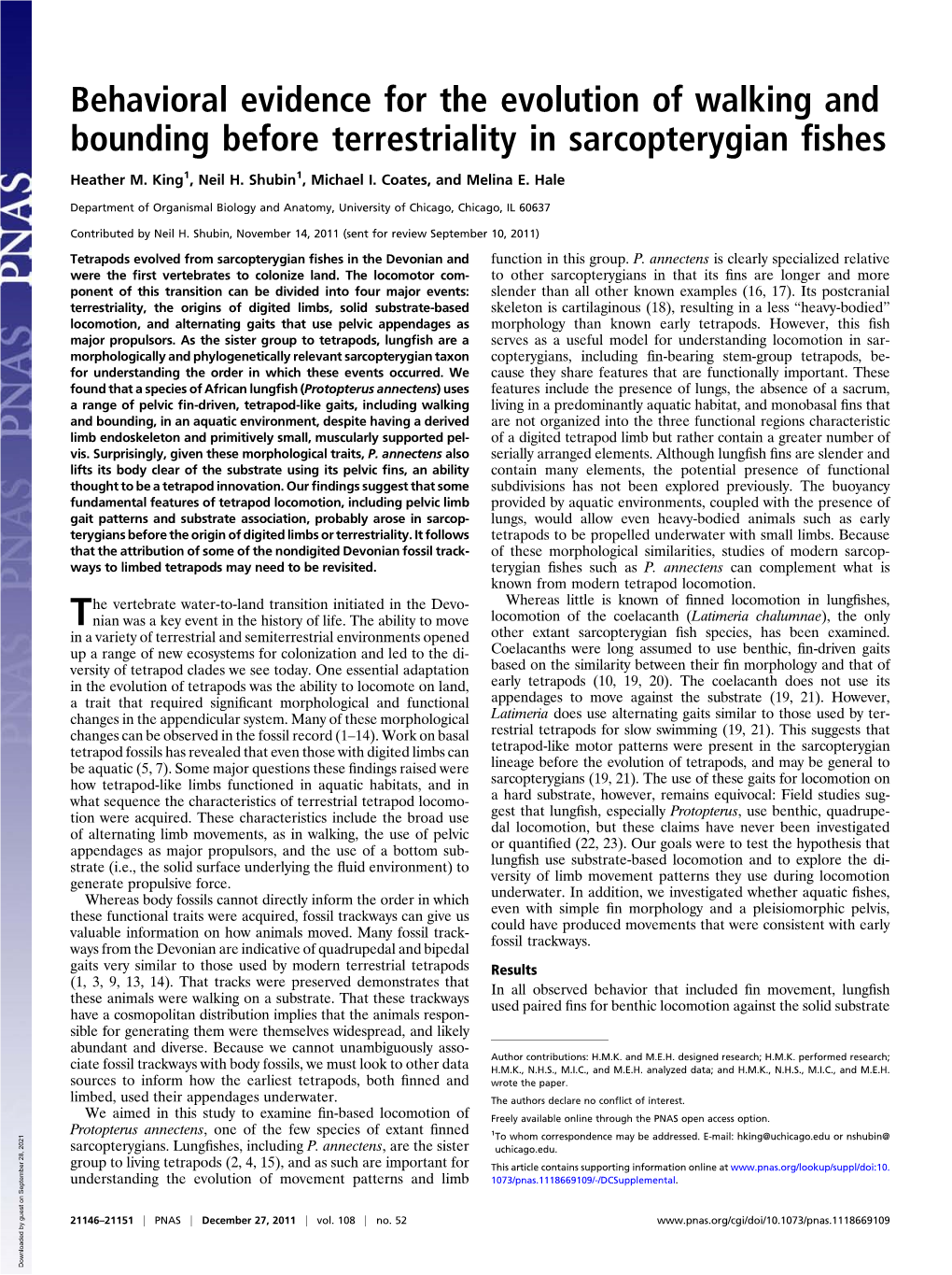 Behavioral Evidence for the Evolution of Walking and Bounding Before Terrestriality in Sarcopterygian Fishes