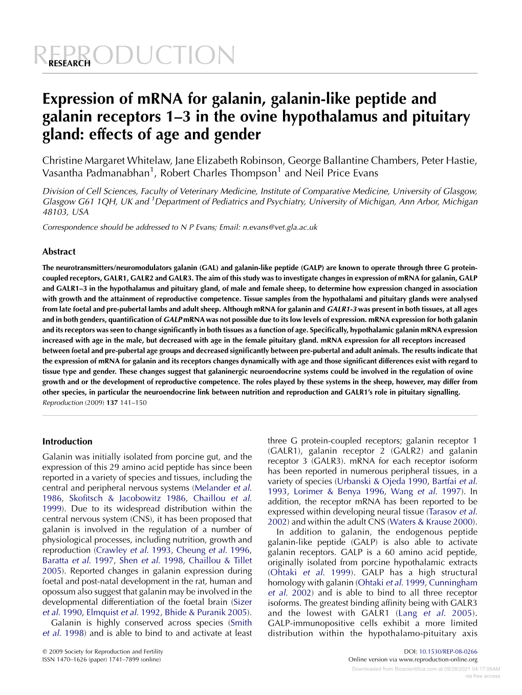 Expression and Possible Role of Fibroblast Growth Factor Family