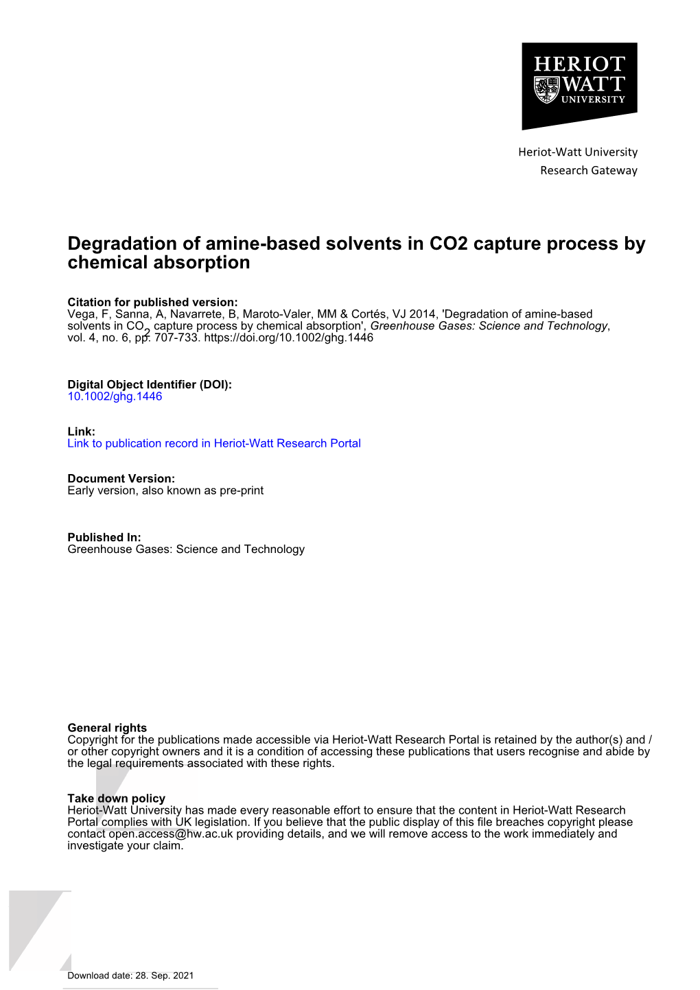 Degradation of Amine-Based Solvents in CO2 Capture Process by Chemical Absorption