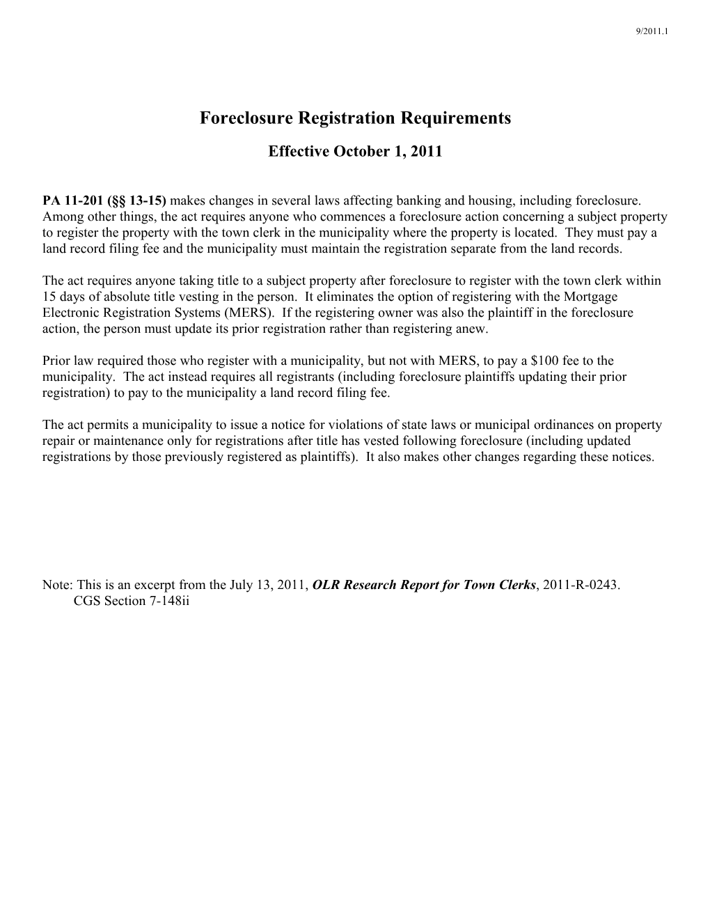 Foreclosure Registration Requirements