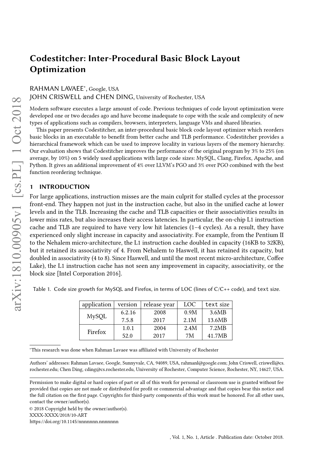 Codestitcher: Inter-Procedural Basic Block Layout Optimization